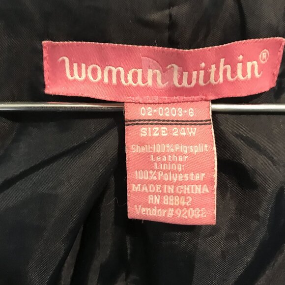 Woman Within Navy Leather Zip-Up Jacket Womens Plus Size 24 - Picture 2 of 12